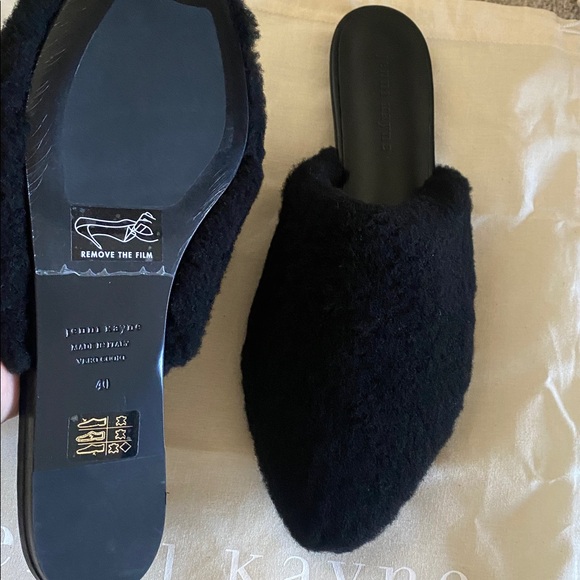 JENNI KAYNE mules black shearling 9 NEW! - Picture 2 of 3